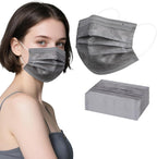 akgk 100PCS Grey Disposable Face Masks, 3-Ply Breathable Grey Face Mask by akgk