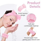 Zkptops 6Pcs Spa Headband for Washing Face Wristbands Set Women Bubble Makeup - Image 3