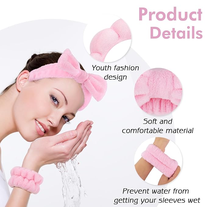 Zkptops 6Pcs Spa Headband for Washing Face Wristbands Set Women Bubble Makeup - Image 3