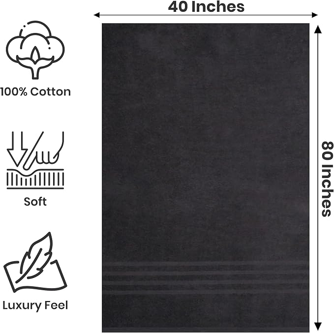 Pack of 2 Jumbo Bath Sheet 40 x 80 Inches, Extra Large Lightweight & Quick Dry - Image 2