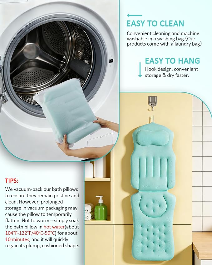 Full Body Bath Pillow for Bathtub, 5D Thick Tub Pillow for Bathtub - Image 5