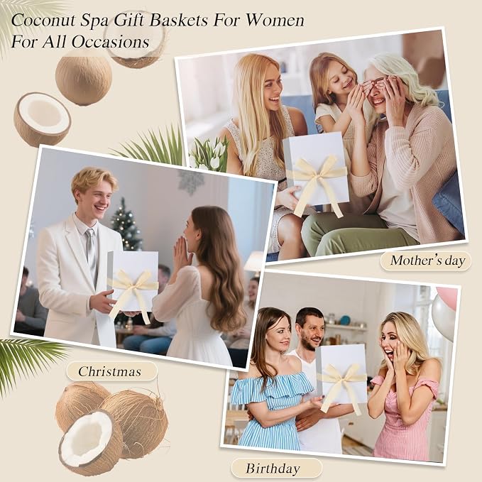 Coconut Spa Gifts for Women Birthday Self Care Kit Mothers Gifts Basket Thank - Image 7