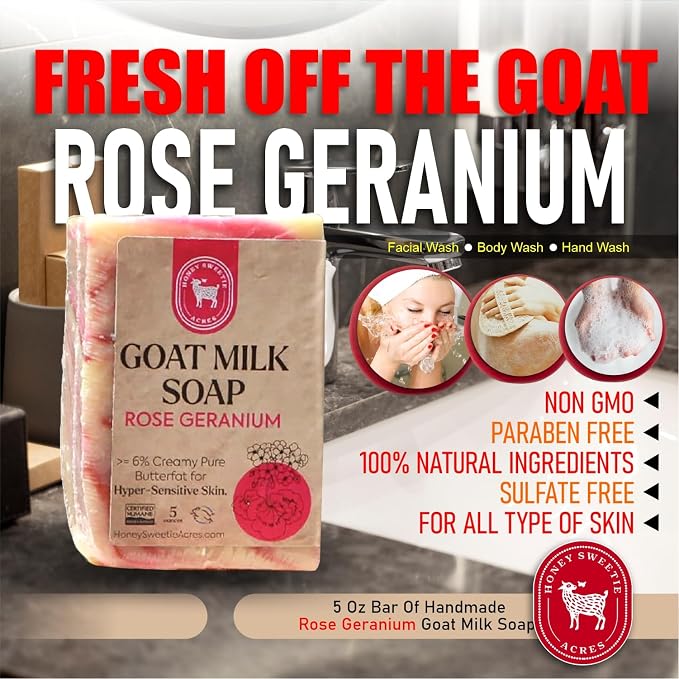 Honey Sweetie Acres Rose Geranium Goat Milk Soap - Image 6