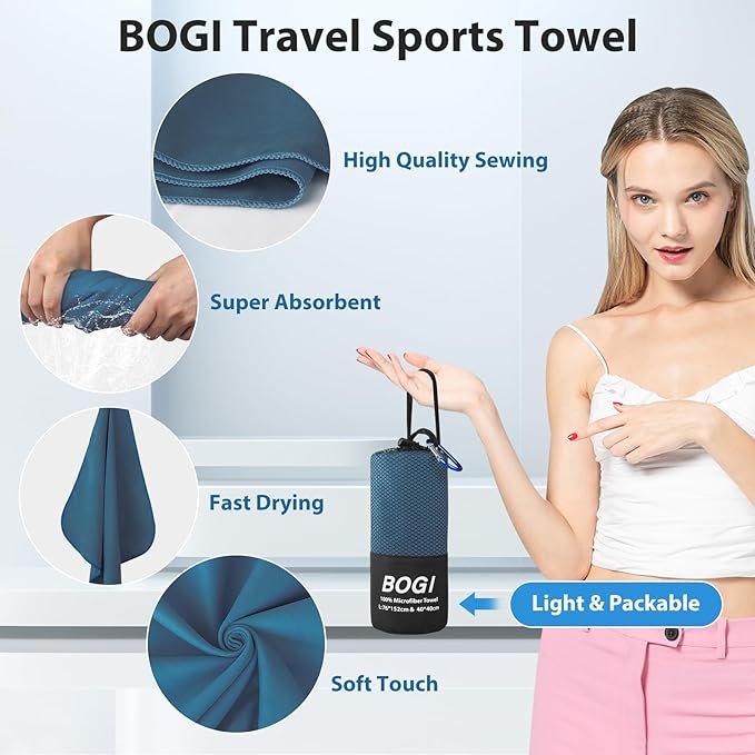 BOGI 4 Pack Microfiber Travel Sports Towel-Quick Dry Towel, Soft Lightweight - Image 3