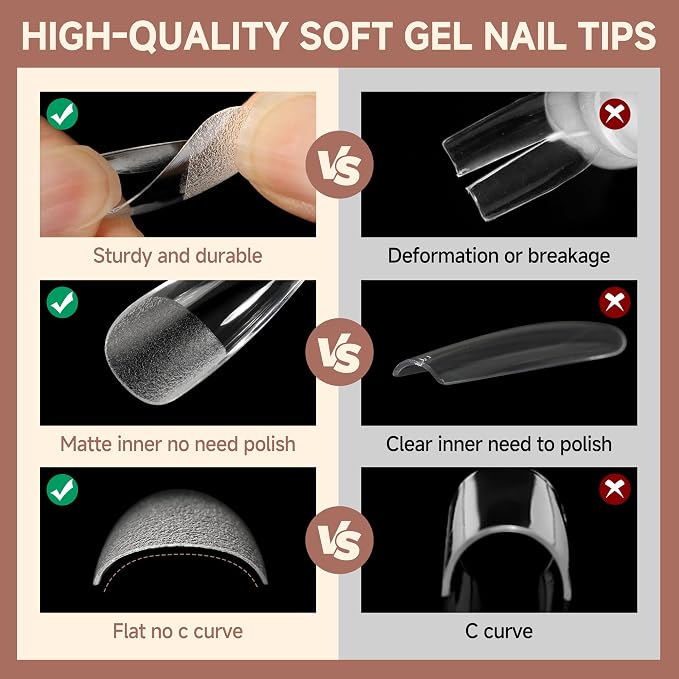UNA GELLA Coffin Nails Tips, 12 Sizes - Image 5