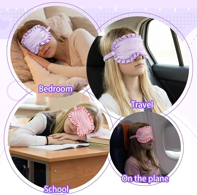 2 Pcs Silk Eye Mask with Adjustable Strap, Ultra Soft Sleep Mask Eye Cover - Image 5