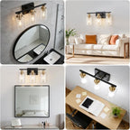 Bathroom Light Fixture Black Gold Vanity Lights Over Mirror, 3 Light Wall - Image 6