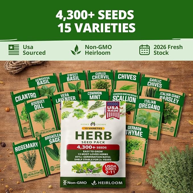 HOME GROWN Herb Seeds for Planting 15-Pack Massive Seed Count 4, 300+ Seeds - Image 8