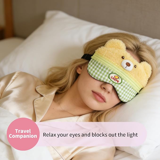 PERFECTSIGHT Sleep Eye Masks, Cute Plush Sleep Eye Cover Lightweight Adjustable - Image 3