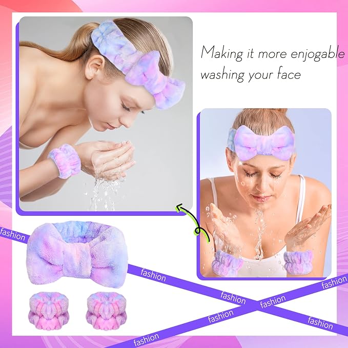 WSYUB Face Washing Headband and Wristbands Set, Headband and Writ Bands - Image 3