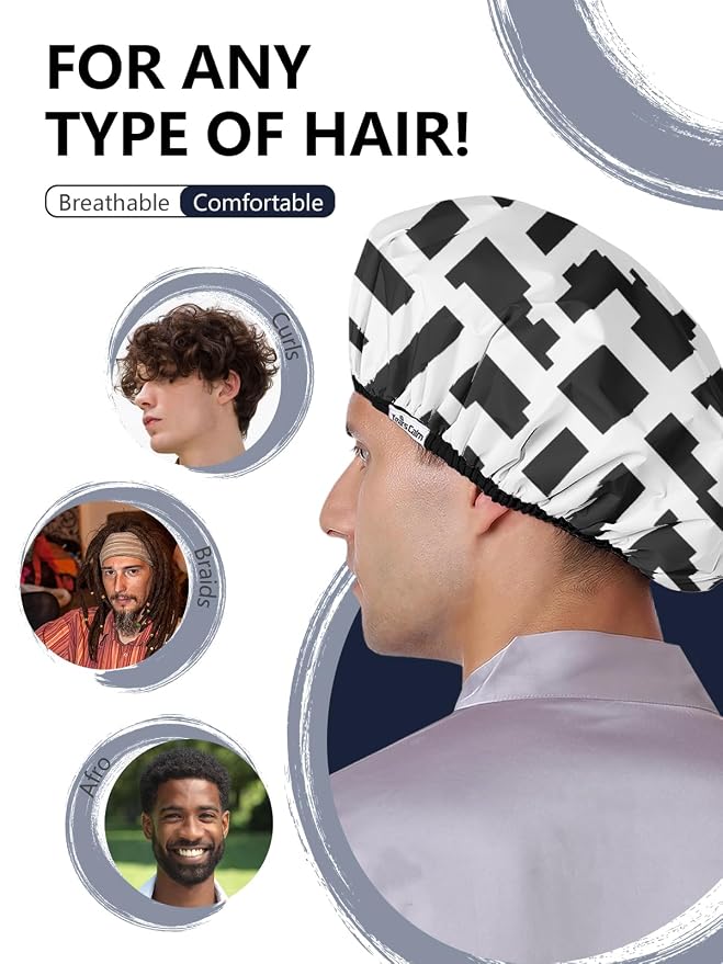 Years calm Men Shower Cap Reusable Waterproof, Dual-Layer Design, Double-Sided - Image 7