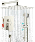 SR SUN RISE Shower System with 10" Rain Showerhead, Square Handheld Showerwith by SRSUNRISE