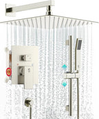 SR SUN RISE Shower System with 10" Rain Showerhead, Square Handheld Showerwith by SRSUNRISE