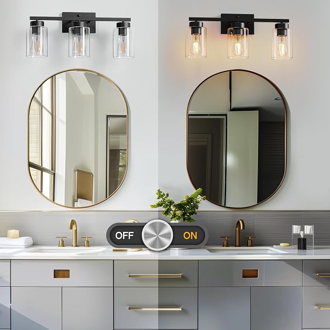 PARTPHONER 3-Light Bathroom Light Fixtures, Matte Black Vanity Light - Image 7