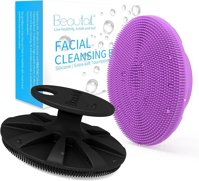 BEAUTAIL Silicone Face Scrubber 2 Pack, Manual Facial Cleansing Brush, Gentle - Image 7