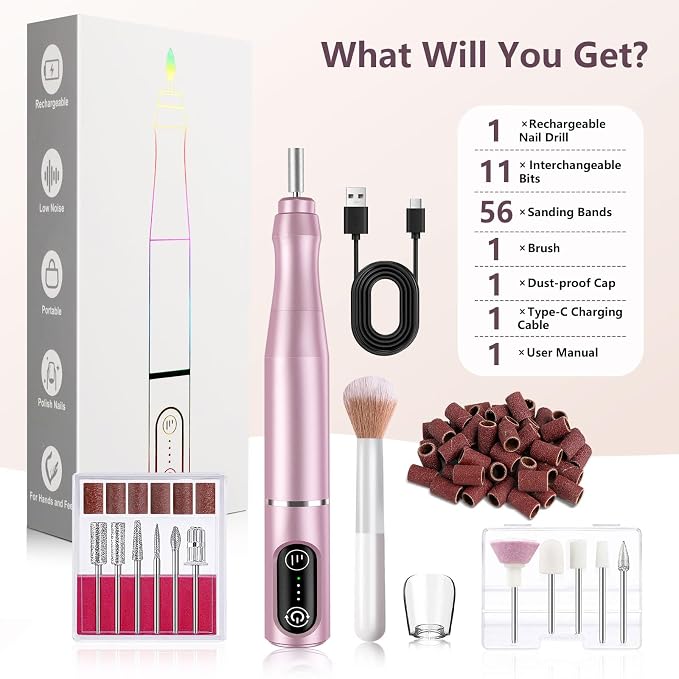 TUOBEO Cordless Nail Drill Electric Rechargeable File Kit, Professional Efile - Image 9