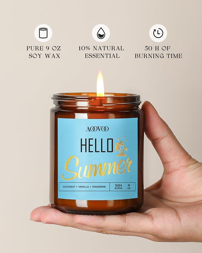 AOOVOO Hello Summer Candles - 9 oz Scented Candles - Image 3