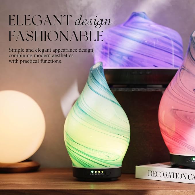 Porseme 150ml Essential Oil Diffuser Glass Color Changing Aroma Air Diffusers - Image 4