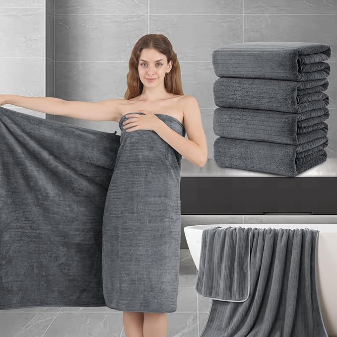 Extra Large Bath Sheet Set of 4, Ultra Soft Fluffy Towel, 35”x 70”Oversized by JessyHome