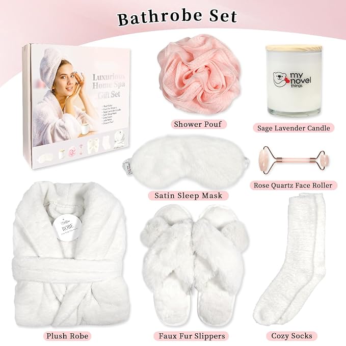 my novel things Birthday Gifts for Women, Bathrobe Set, Spa Robe and Slippers - Image 3