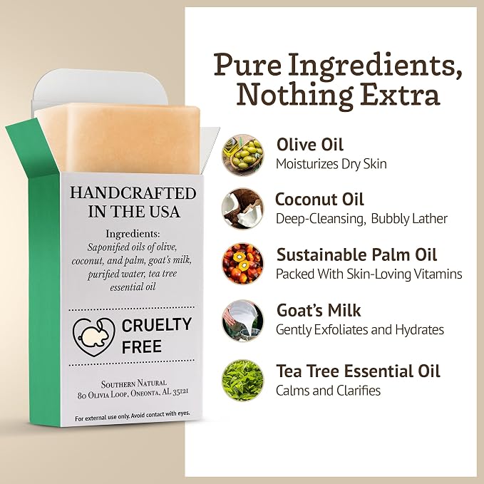 Southern Natural Goat Milk Soap Bar Face & Body Soap - Image 3