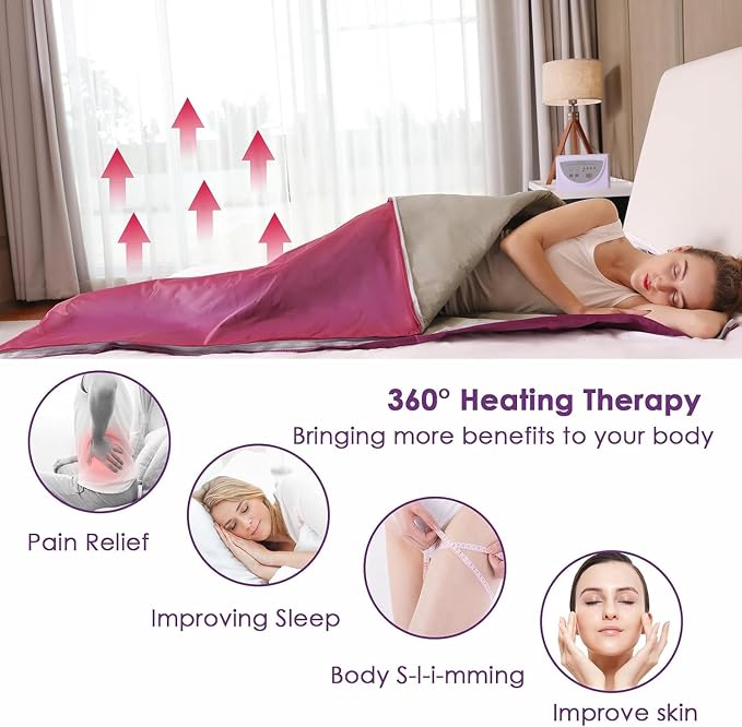 Natural Jade and Tourmaline Heat Far Infrared Sauna Blanket Home Sauna Bed - Image 3