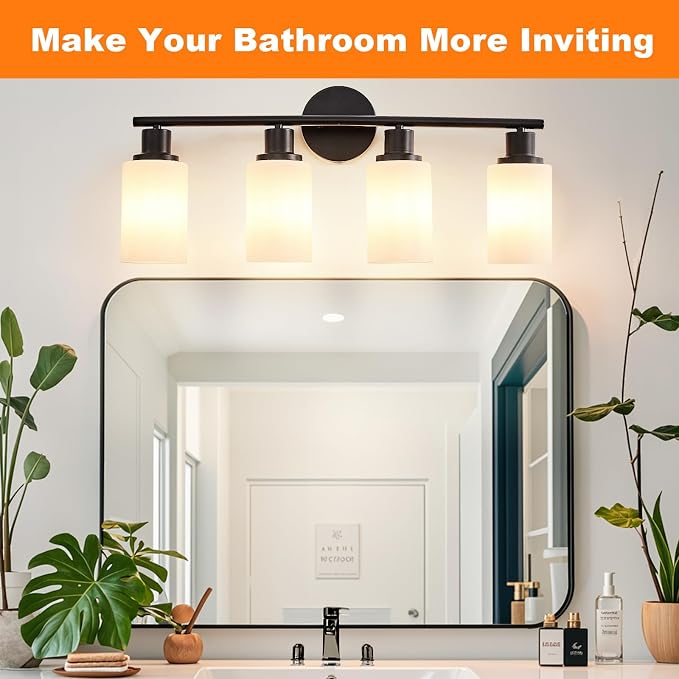 DLLT 4-Light Bathroom Light Fixtures: Black Modern Vanity Lights - Image 2