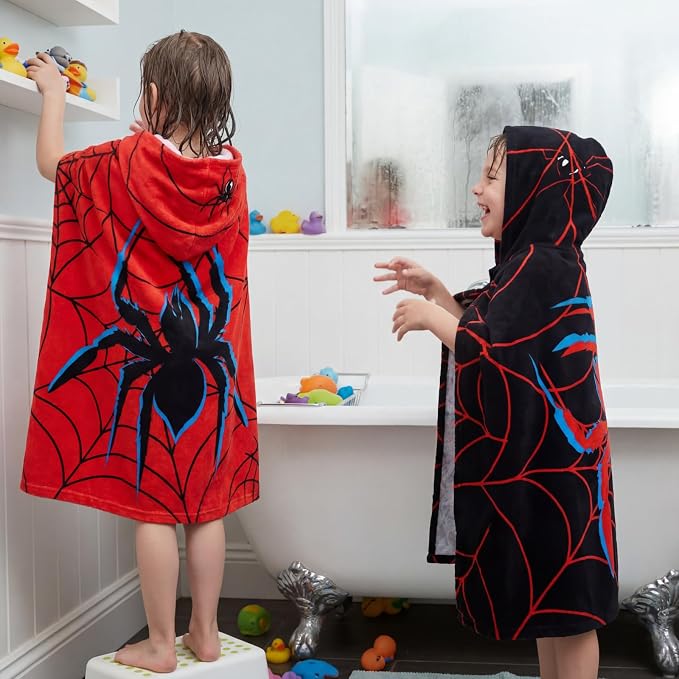 Peryiter 2 Pcs Spider Hooded Towel Bath Beach Quick Dry Towels Swimming Bath - Image 6