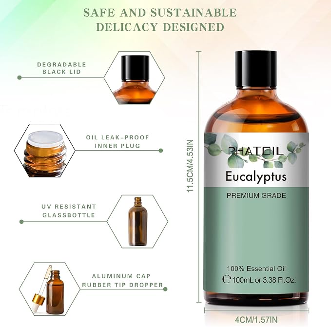 PHATOIL Pure Eucalyptus Essential Oil, 100% Pure Therapeutic Grade Premium Oil - Image 6