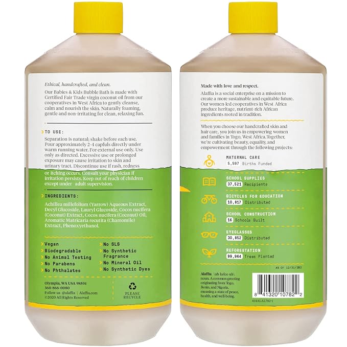 Alaffia Babies & Kids Bubble Bath, Coconut Chamomile, Pump Included – Gentle - Image 2