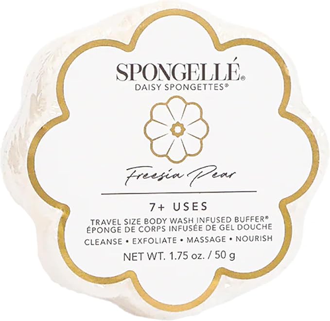 Spongellé Freesia Pear Daisy Spongette Bath Sponge | Built-in Body Wash & Body by Spongell%C3%A9