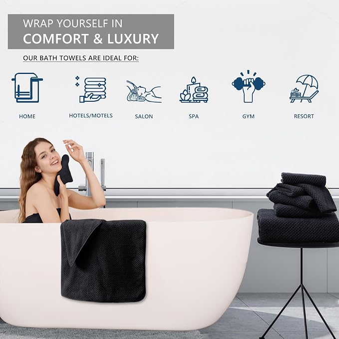 Extra Large Bath Towel Set of 4, Oversized Bath Sheet Super Soft Highly - Image 6