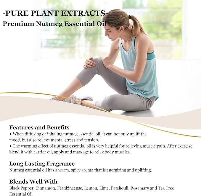 EUQEE Nutmeg Essential Oil 118ML Large Capacity Nutmeg Oil Premium Aromatherapy - Image 4