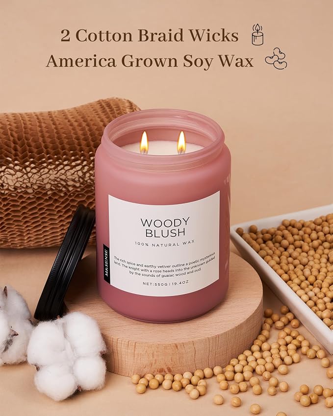 M&SENSE Large Rose Oud Soy Candles, 19.4oz Natural Soy Wax, 110-Hour Long - Image 3
