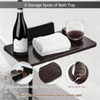 3 Layer Bathtub Tray Table, Bamboo Swivel Bathtub Side Table Height Adjustable - Image 4