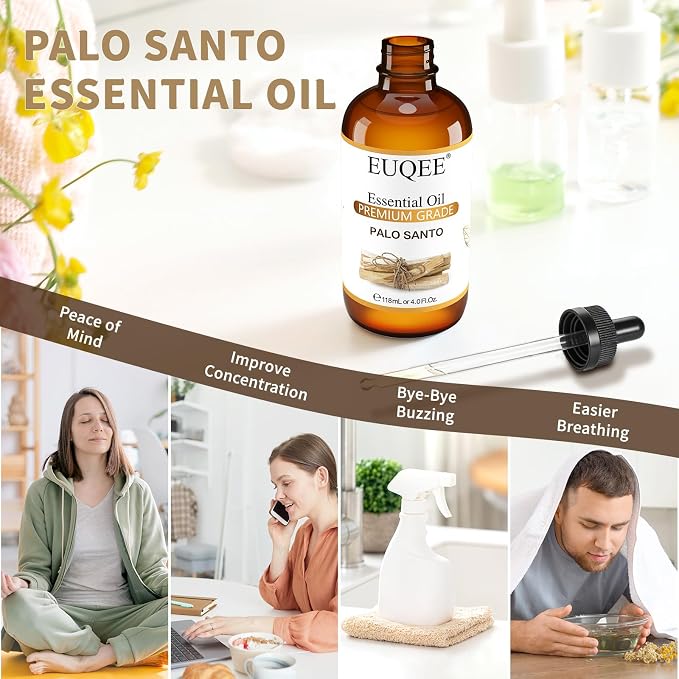 EUQEE Palo Santo Essential Oil 118mL Pure Palo Santo Oil Premium Essential Oil - Image 3