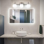 Brushed Nickel Bathroom Vanity Light Fixtures 3 Lights Milk White Glass Globe - Image 2