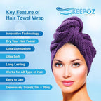 KEEPOZ Hair Towel Wrap Quick Dry 100% Cotton Super Absorbent Turban Head Wrap - Image 8