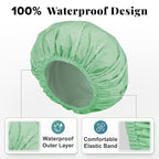 3Pcs Waterproof Shower Caps for Women, Reusable Shower Cap for Long Hair - Image 2