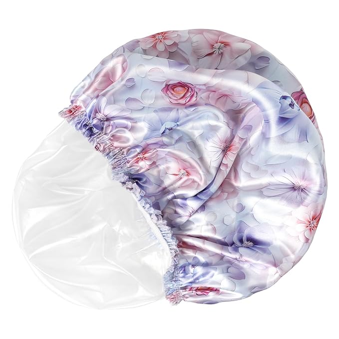 4 PCS Shower Caps for Women, Printing Bath Caps, Double Layers Shower Cap - Image 8