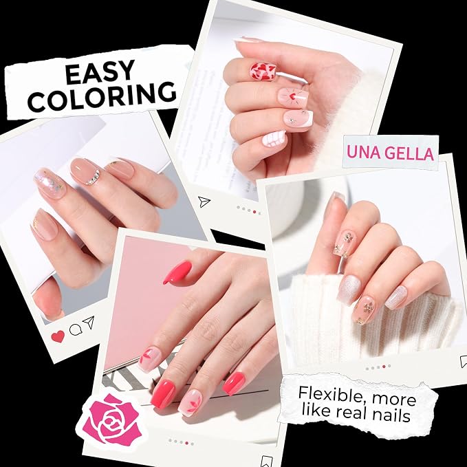 UNA GELLA Short Square & Squoval Nail Tips 216pcs Pre-Etched Short Square Round - Image 3