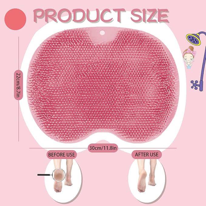 Shower Foot Scrubber, Wall Mounted Bath Massage Pad, Back Scrubber Back - Image 2