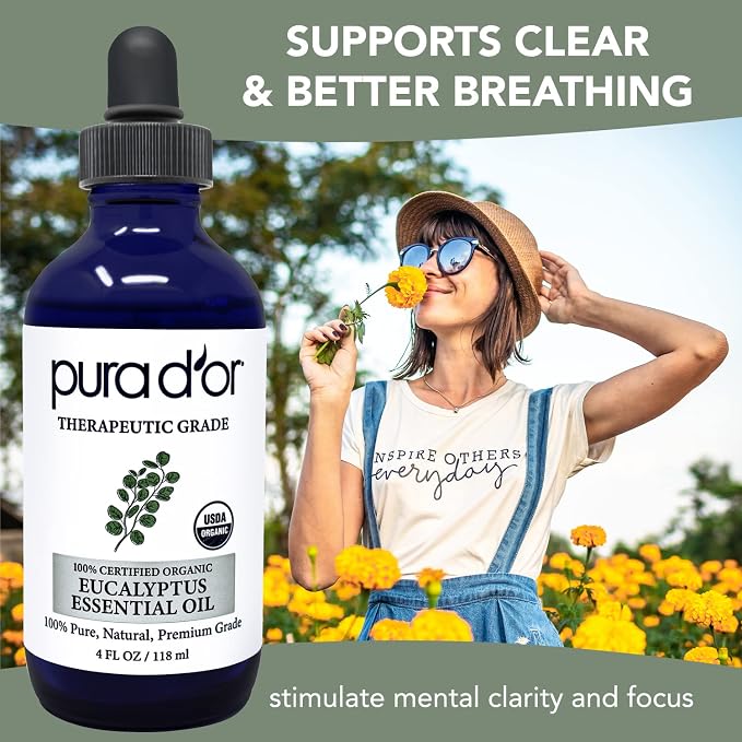 PURA D'OR Organic Eucalyptus Essential Oil 100% Pure & Natural Therapeutic Grade - Image 2