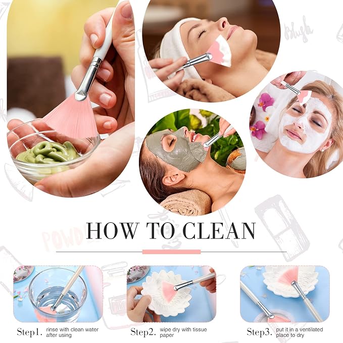 9 Pieces Facial Fan Mask Brushes, Soft Facial Applicator Brushes Tools - Image 7