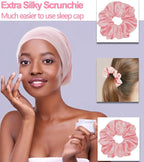 Sleep Cap Bonnet for Sleeping Black Women, Adjustable Cooling Ice Silk Lined - Image 4
