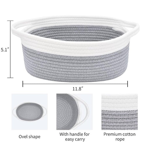 ABenkle Small Basket with Handles, Boho Decorative Rope Woven Dog Cat Toy - Image 2