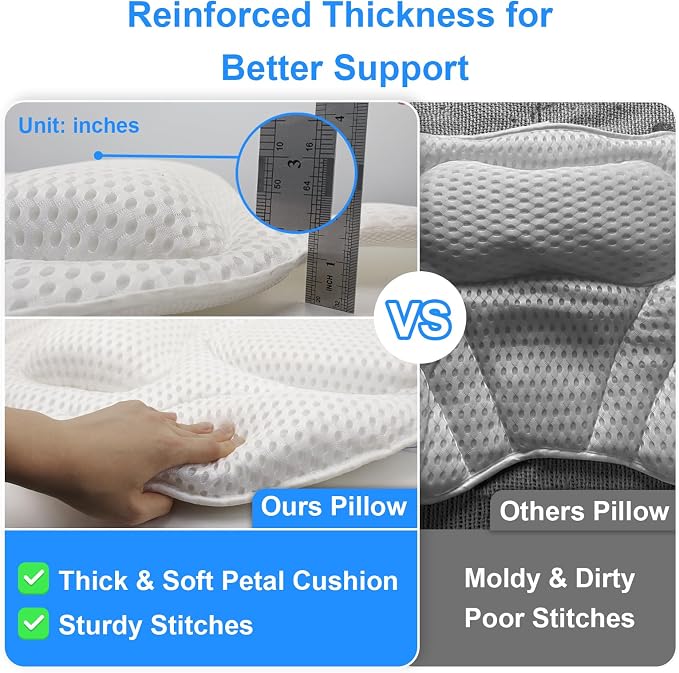 Luxury Oversized Bath Tub Pillow Fits All Bathtubs, Secure Support - Image 6