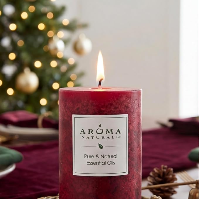 Aroma Naturals Holiday Orange, Clove and Cinnamon Essential Oil Scented Pillar - Image 11