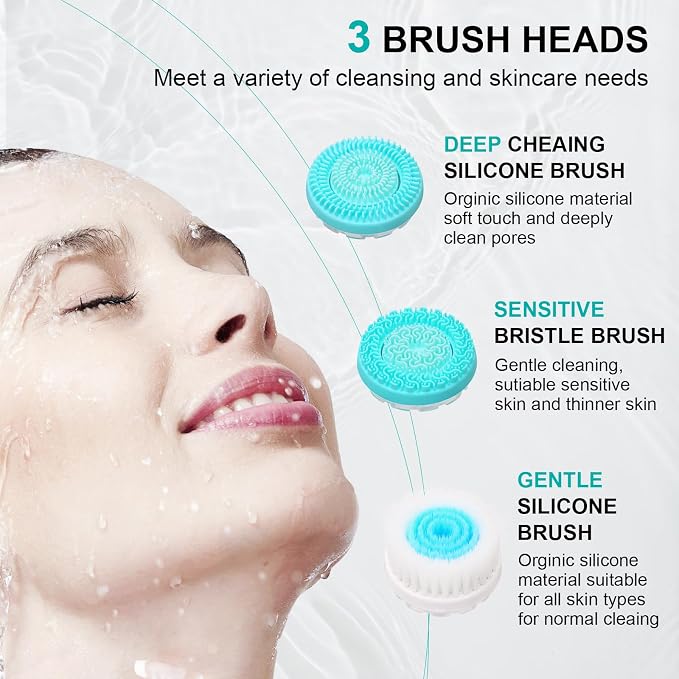 Facial Cleansing Brush, 3 in 1 Electric Face Scrubber - Image 4