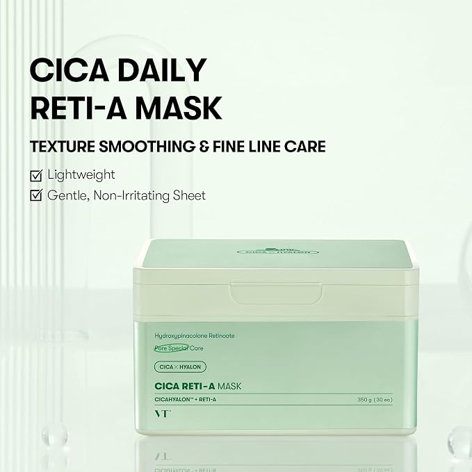 VT COSMETICS CICA Reti-A Daily Mask 30 Sheets, Retinol Complex - Image 2